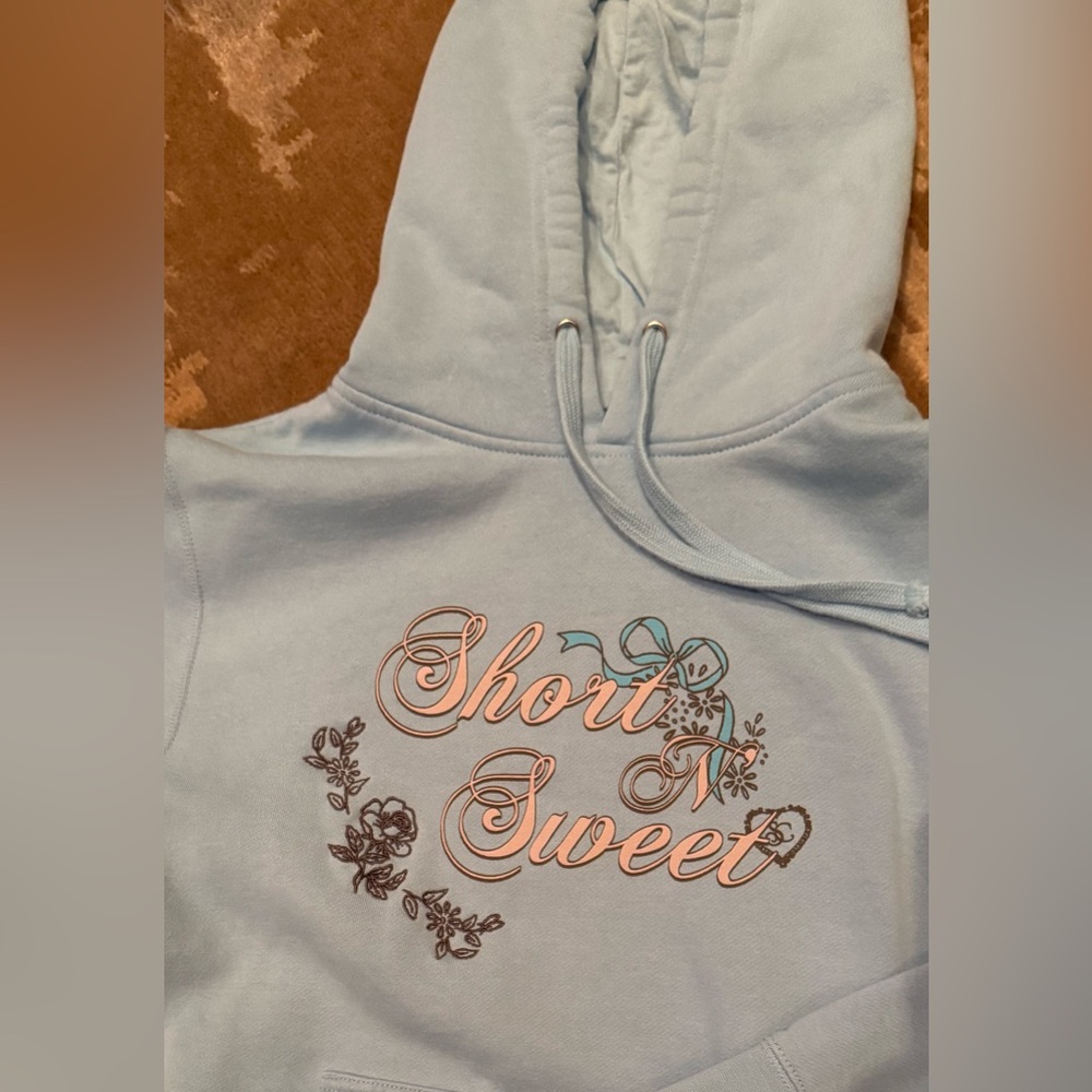 Sabrina Carpenter Short N’ Sweet Hoodie (official) Light Blue Small